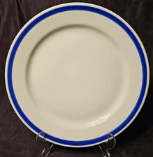 Crate & Barrel DINER BLUE Chop Plate 12" Heavy Porcelain Poland HTF EUC