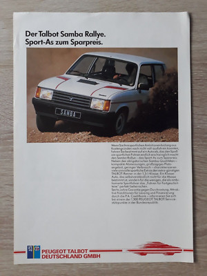 Talbot Samba Rallye Brochure / Leaflet c.1983
