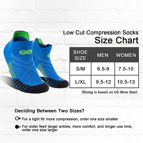No Show Compression Socks for Men and Women Low Cut Running Ankle Socks with ... - Picture 2 of 7