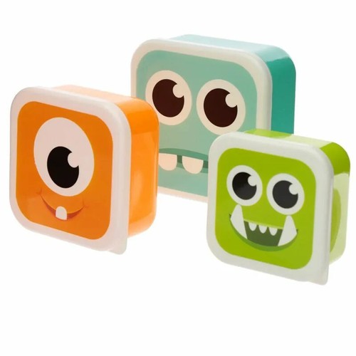 Set di 3 scatole snack pranzo pranzo in plastica bambino bambino bambino ragazzo adulto - Foto 18 di 77