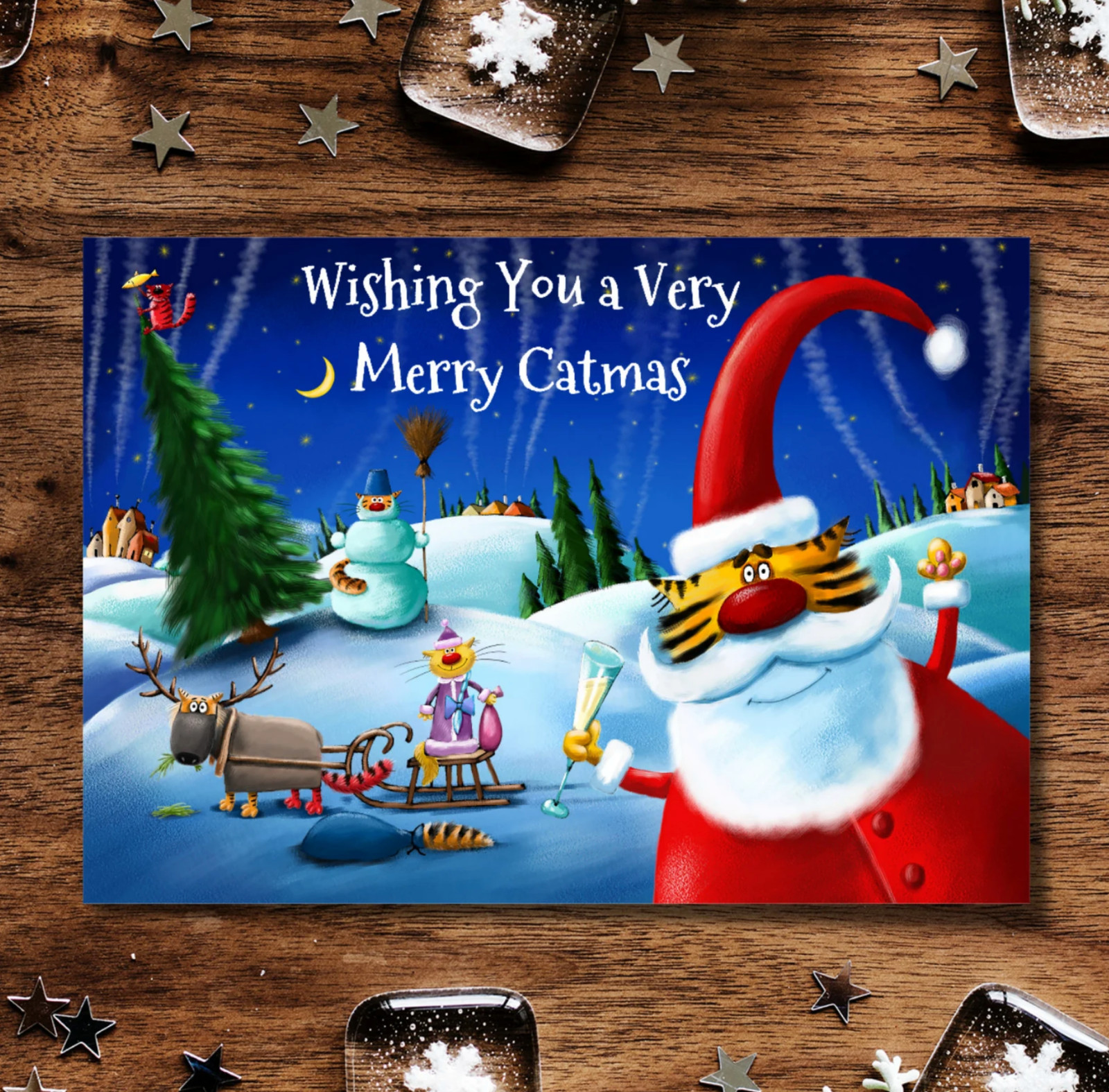 Funny Ginger Cat Christmas Card Humorous Greetings Card Blank Merry Catmas