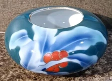 Japanese Fukagawa / Flow Style Porcelain Ashtray  Floral Decoration w/Mark VNTG