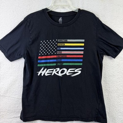 American Dream Team Network Shirt Mens XL Black Heroes Flag First Responder