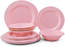  Pink melamine tableware set, 12-piece kitche...