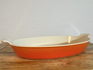 Le Creuset Flame Orange Enameled Cast Iron Oval Gratin Roasting Dish 36 France