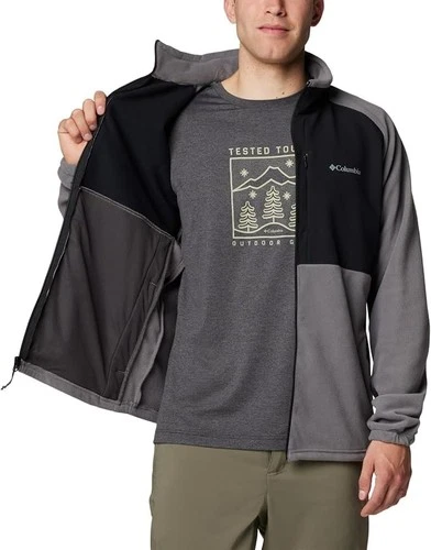 Columbia Men's Sage Peak Full Zip Fleece Comfort Jacket Grey Black L NEW image 7