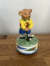 Schmid Musical Box Golfer Teddy Bear Figurine. 6”. 1995. MR26721
