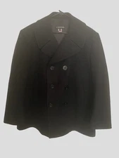 Mens J PETERMAN Black Navy Peacoat M162 Navigator Size 46 USA