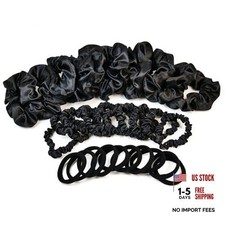 Women's Scrunchies Set - Seamless Black Hair Accessories - 30 Pack