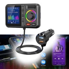 Bluetooth 5.0 Car Wireless FM Transmitter Adapter 2USB Charger AUX Hands-Free