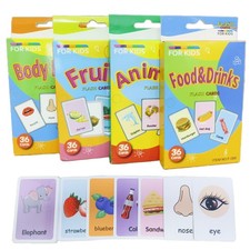 Flash Cards for Toddlers, Educational Learning Set of 144, Body Animal Food F...