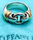Vtg TIFFANY &CO  Sterling Silver Round Knot Buckle Ring  Sz 5 Touch of 18Kt Gold