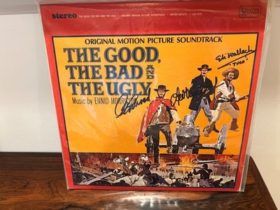  Good Bad & Ugly Soundtrack Album Signed All 3 Eastwood Van Cleef Wallach  