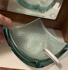 Stephen Schlanser Modernist Studio Glass Square Ashtray Aqua Blue 6.5” Calif — photo 3