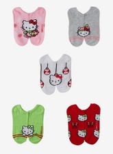 Hello Kitty Holiday Christmas Adult OS 5 PACK No Show Socks NEW