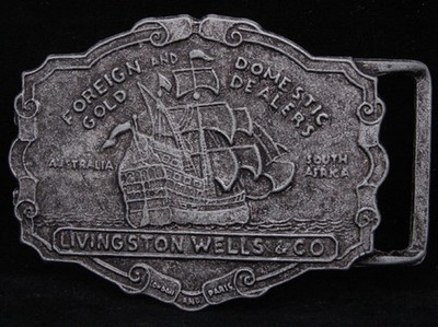 HL21146 VINTAGE 1970s **LIVINGSTON WELLS & CO SHIPPING** BUCKLE