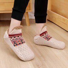 1 Paire Femme Polaire Chaud Intérieur Revêtement Sol Chaussette Anti-dérapant