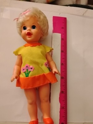 Vintage 1968 7'' Mattel ''Baby Fun'' Doll In Flowered Outfit 