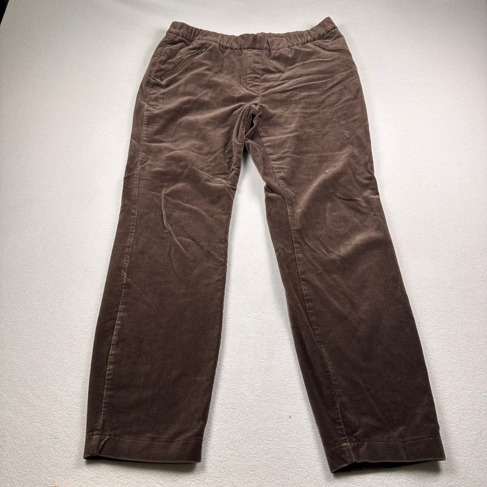 Garnet Hill Brown Velvet Pull On Pants Straight Leg Women's Size 10 ...