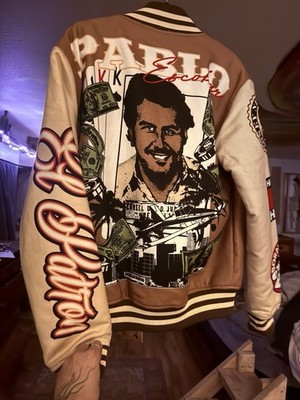 Reason Clothing Mens Pablo Varsity Jacket PBR5-1-250 Khaki/Cream Size Small