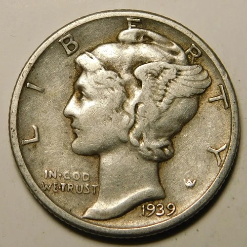 1939 P Mercury Dime EF-XF  Actual Coin Pictured- Not Cleaned, Polished or Dipped