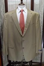 NWT USA Hart Schaffner Marx 56 L / 66 L solid tan 100 wool blazer flawed y6j1