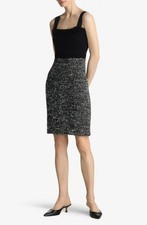 NEW, St. John Collection Sparkly Eyelash Tweed Dress in Black/White S #MD1105