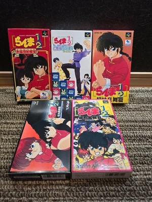 Ranma 1/2 5 Game Set Super Famicom SFC Box Manual Tested NTSC-J Import Japan