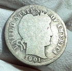 1901 S Barber Silver Dime, Key Date, Clear S, Only 593,022 Minted