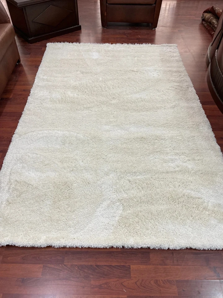 White Shaggy Rug, Plain Fluffy Carpet 6x9 Soft White for home decor area rug - Image 4 of 4