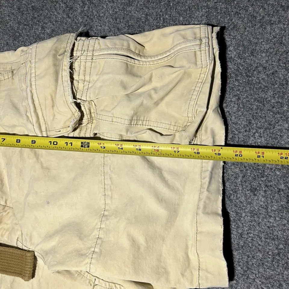 Abercrombie and Fitch Cargo Shorts Mens 33 Twill 7 Pocket Belted Distressed Y2K - Image 3 of 4