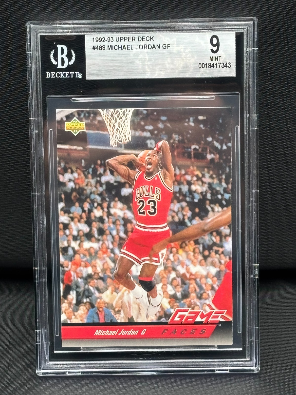 1992-93 Upper Deck Game Faces Michael Jordan #488 Beckett 9