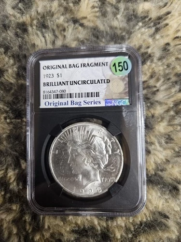 1923 PEACE SILVER DOLLAR BRILLIANT UNCIRCULATED ORIGINAL BAG FRAGMENT EXCELLENT