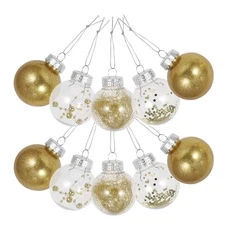 24 Pcs Sphere Christmas Ornament Clear Balls Plastic Ornaments for Crafts