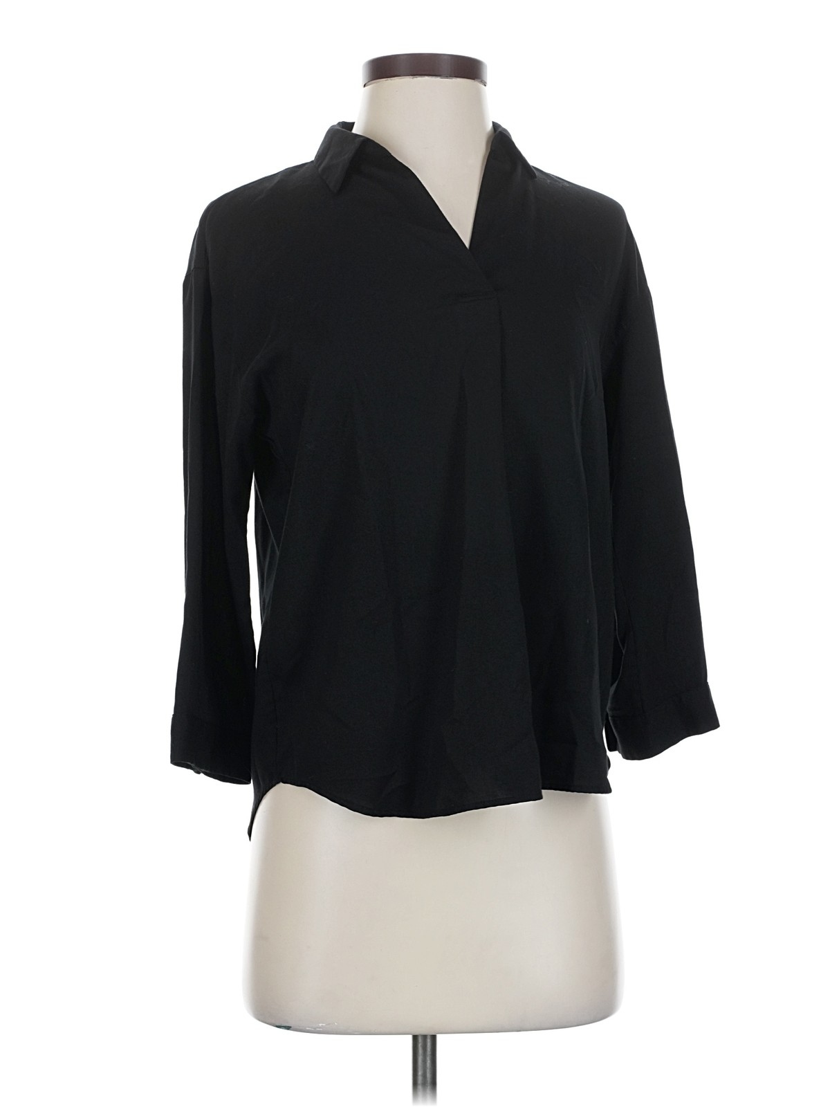 Uniqlo Women Black 3/4 Sleeve Blouse XS