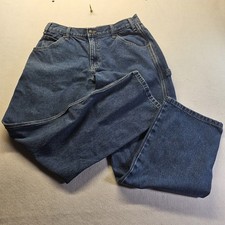 Dickies Jeans Mens 33X34 Carpenter Straight Dark Wash Workwear Denim