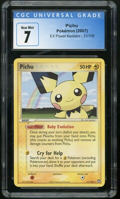 PICHU (2007) Pokemon EX Power Keepers Rare 21/108 CGC 7 NM Near