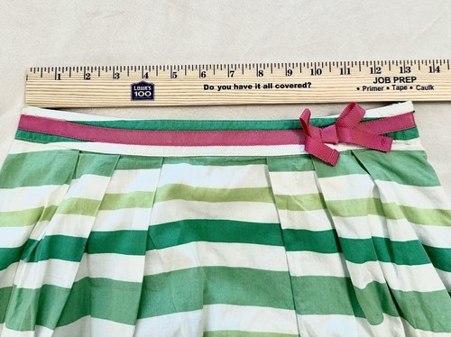 Mini Boden Green White Stripes Circle Skirt Pink Bow Girls 13-14Y 100% Cotton - Picture 9 of 9