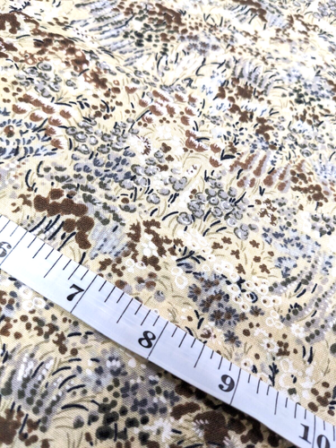 Vintage Sewing Fabric Brown Floral Print 70's Earth Tones Nature Print 5 Yard - Picture 8 of 9