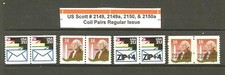 US Scott # 2149 2149a 2150 y 2150a 1985 pares de bobinas regulares emisión