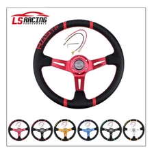 14" RASTP Deep Dish Drifting Sport Steering Wheel Aluminum w/PVC Surface Racing