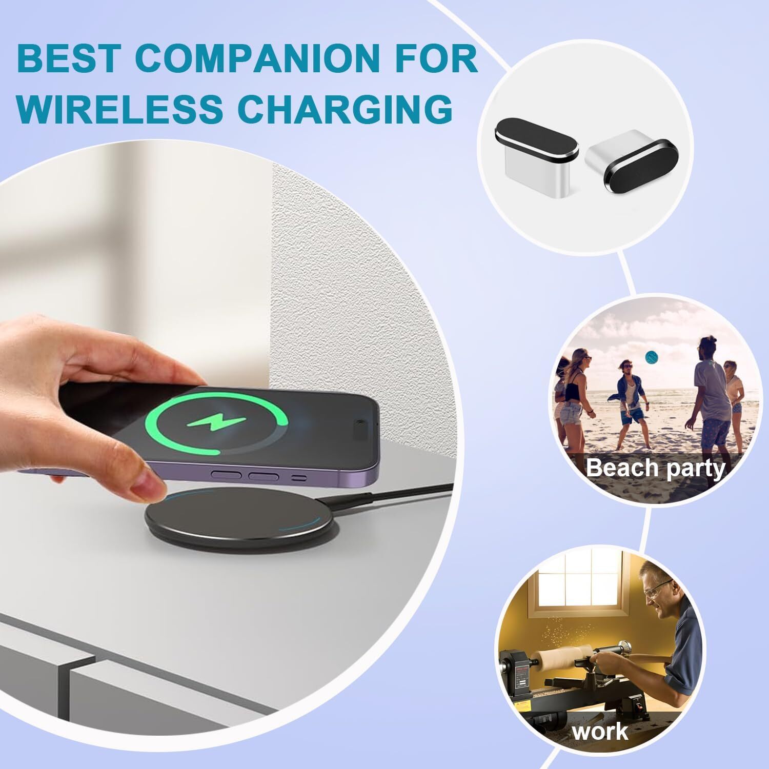 USB C Dust Plug, 4 Pack C Port Cover, Type C Charging Plug Black