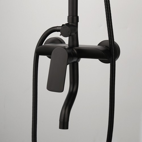 Classical Matte Black Bathroom Rainfall Shower Faucet Set Mixer Tap Hand Spray - Picture 2 of 12