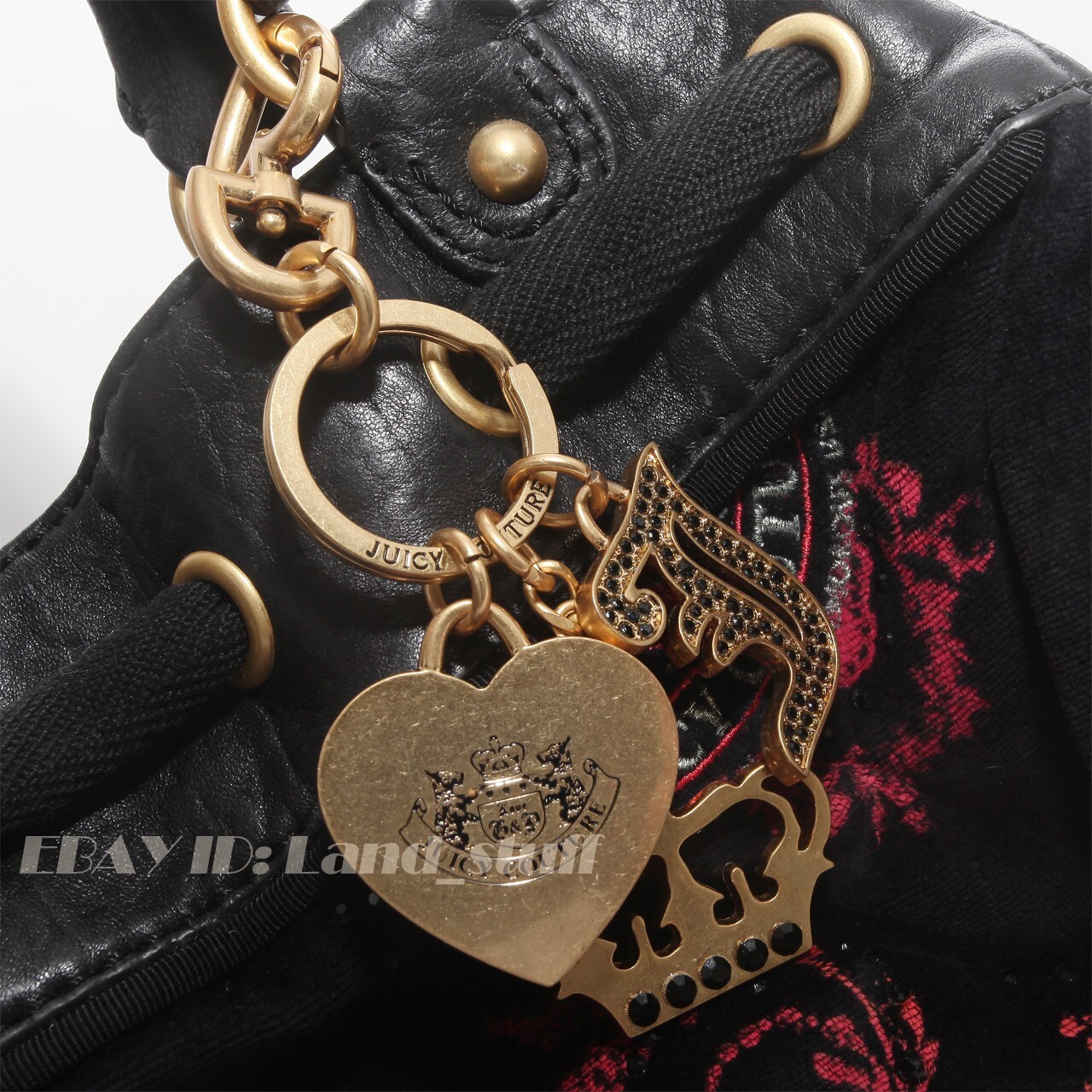 Juicy Couture DayDreamer Vintage Y2K Velvet Embroidered Tote w/Crown Bag Charm image 3