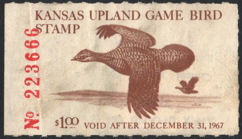 Kansas Wooten #7 Upland Game Bird Stamp (1967) Unsigned