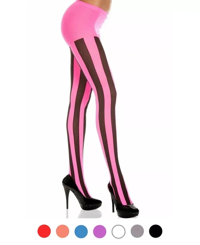 Medias Music Legs Opacas Anchas Verticales Rayas Estilo 7219 Talla Única 2 Colores Foto 2 de 2