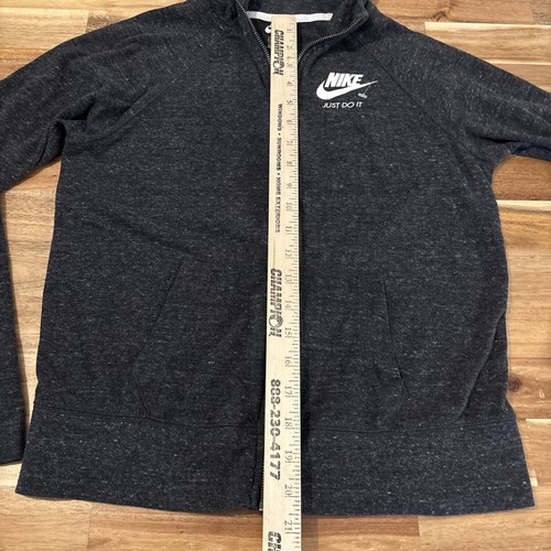 •NIKE• Girls XL Charcoal Heather Full Zip Hooded Lightweight Jacket Womens S - Picture 9 of 10