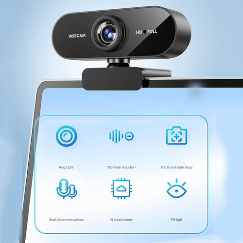 Webcam mit Mikrofon Kamera PC Cam 1080p HD 360° einstellbar USB Webcam für Konfe - Bild 9 von 13