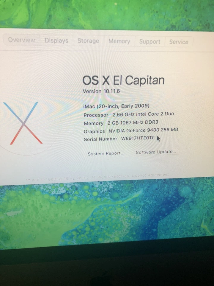 Apple iMac 20" - Intel Core 2.66GHz 2x1 GB 320GB MB417LL/A Desktop - Image 2 of 4