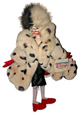 Disney Store Cruella De Ville Faux Fur Plush 18" Rag Doll Vintage 101 Dalmatians